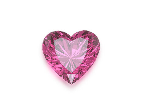 Pink heart shape diamond with high quality, transparent background