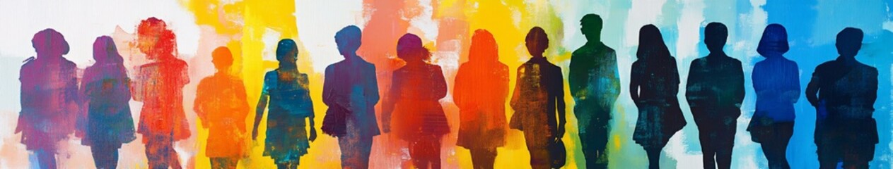 Colorful silhoutte of diverse faces, diversity, equity and inclusion