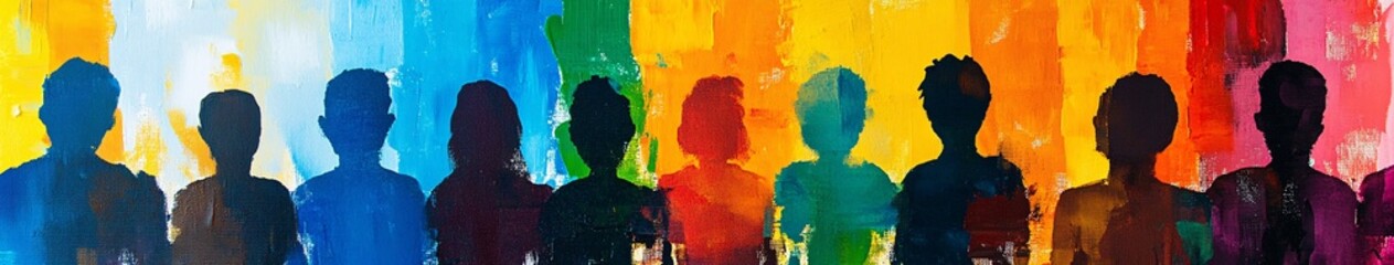 Colorful silhoutte of diverse faces, diversity, equity and inclusion