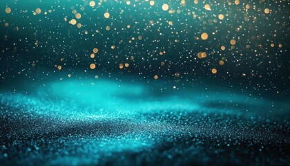 Obraz premium Turquoise Underwater Scene Surreal Background Soft Ethereal Light Shimmering Particles Bokeh Effect Minimalistic Composition