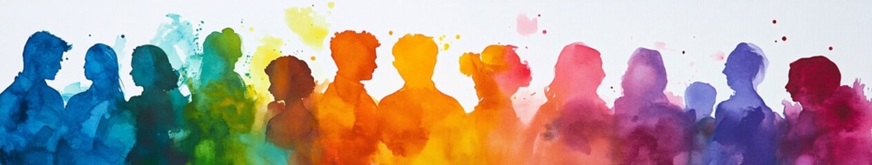 Colorful silhoutte of diverse faces, diversity, equity and inclusion