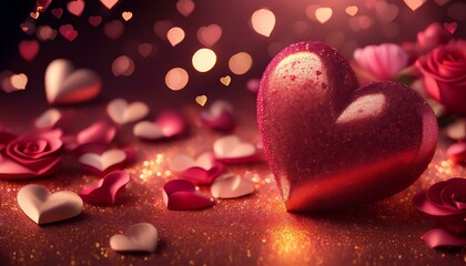 omantic Rose-Filled Heart with Decorative Hearts &ndash; Perfect for Valentine's Day