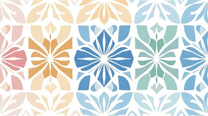 A harmonious fusion of cultural motifs with abstract geometric designs and ornamental details in bright colors