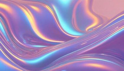 Fototapeta premium Futuristic Abstract Holographic Waves in Transparent Plastic 3D Render