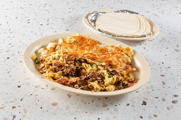 A view of a machaca breakfast entree.