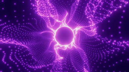 Abstract glowing particle tunnel with swirling bright particles, creating a futuristic energy flow.