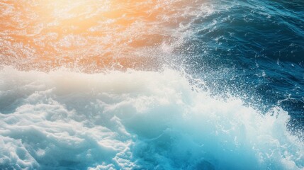 Fototapeta premium Warm Coastal Waves with Detailed Textures and Light