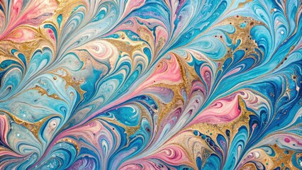High-resolution image showcasing a vintage chic pink, blue, and gold marble paper texture.