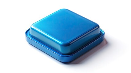 Isolated, modern blue square button; 3D rendered, high-resolution stock photo. Clean design, abstract background, perfect for digital or architectural projects.