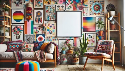 Obraz premium Industrial Loft Interior with Empty Frame