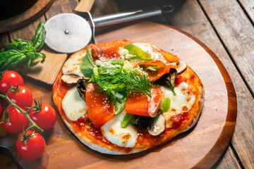 ミックスピザ　Italian delicious food mixture pizza