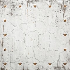 Obraz premium Cracked Wall with Stars Grunge Texture, Abstract Concept, White Background, Distressed Surface Grunge, Texture