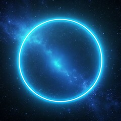 Cosmic Circle Glowing Neon Ring in Starry Nebula, Abstract Space Background, Digital Art Space Art, Nebula