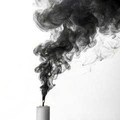 Fototapeta premium Black Smoke Candle Abstract Monochrome Composition, Smoke Art, White Background smoke photography, abstract art