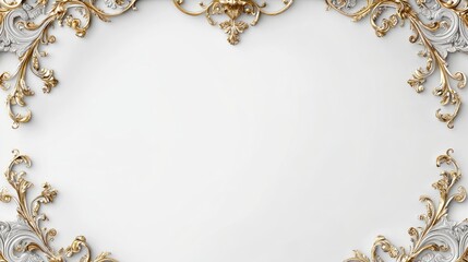 Ornate golden and silver decorative frame on a plain white background.