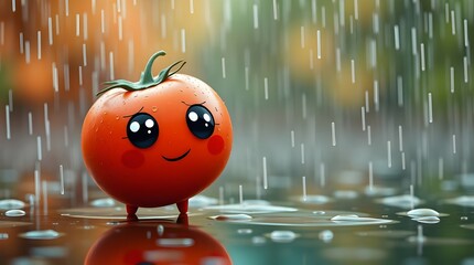 quirky tomato illustration on eye catching backdrop for marketing healthy eating initiatives