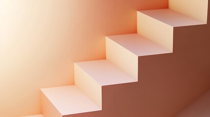Abstract Peach Colored Staircase Ascending Towards Light