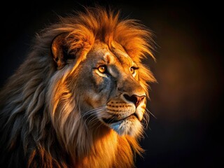 Fototapeta premium Night vision captures a wild cat's silhouette: a Serengeti lion, majestic and predatory, in thin lines against the dark.