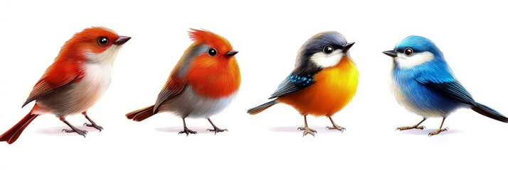 Fototapeta premium Different collection of cute illustration of swift bird isolated on white background