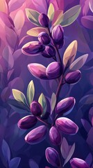 Fototapeta premium Striking vibrant purple and pink floral blooms surrounded by lush verdant foliage in an composition The flowers are in full bloom