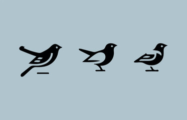 bird on branch. black isolated white background bundle template set of birds Set of black bird silhouettes. Vector elements for design.