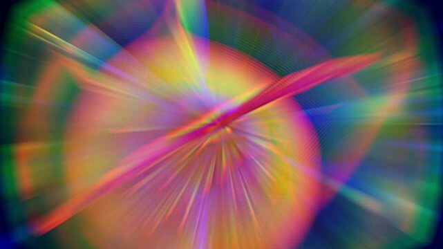 Vibrant abstract patterns swirling against a black background in motion