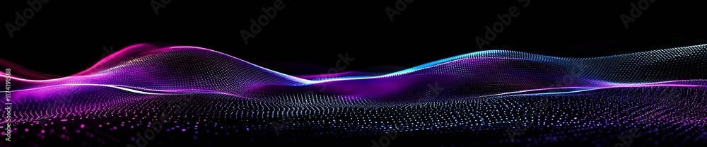 Aufkleber Colorful Abstract Waveform Design on Black Background for Vibrant Digital Art Concepts : Generative AI