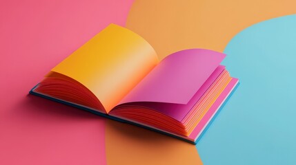 Colorful Open Book on Vibrant Background - Joyful Design