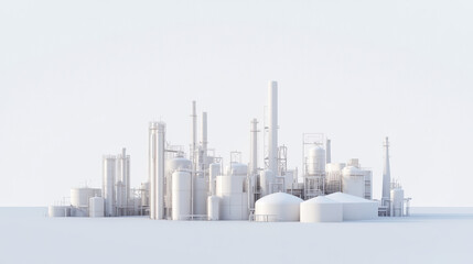 Obraz premium A simple, minimalist model of an industrial plant with a white background