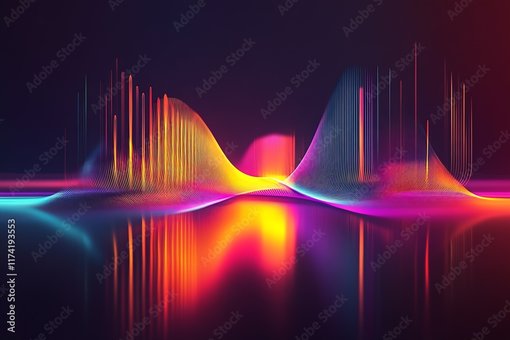 Leinwandbilder vibrant abstract digital sound wave with a colorful neon gradient : generative ai