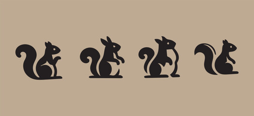 Squirrel logo icon vector illustration Vector logo Squirrel Animal black Set of Squirrel Logo. Icon design. Template elements