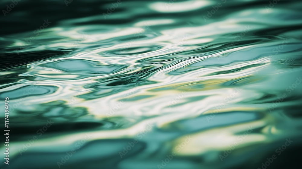 Poster abstract green and yellow water reflections creating a dreamlike illusion : generative ai