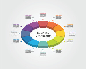 Dodecagon isometric shape template for business infographic for presentation for 12 element