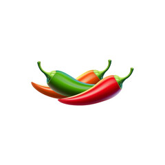 Fresh Spicy Red Green Orange Chilies 3d vector