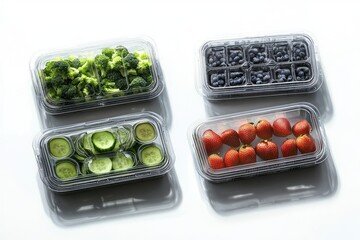Transparent Plastic Food Container with Blueberry and Blackberry Arrangement