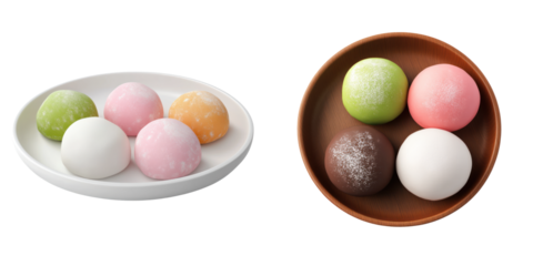 Delightful Japanese mochi dessert platter featuring soft textures and vibrant colors