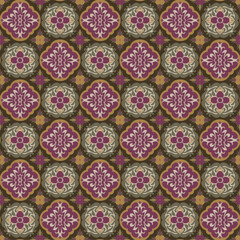 SEAMLESS BAROQUE DAMASK BRICK REPEAT BOHO MIRROR FOLK ANTIQUE PATTERN SWATCH