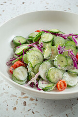 A view of a cucumber yogurt salad.