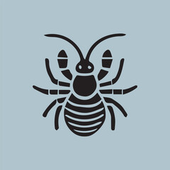 Black and white icon of an aphid insect spreading its legs and antennae Simple black and white vector of an aphid,