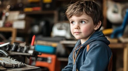 Boy learning car maintenance tips to enhance automotive efficiency