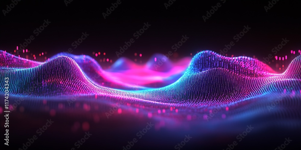 Fototapete colorful abstract wave patterns with neon light effects in digital art : generative ai