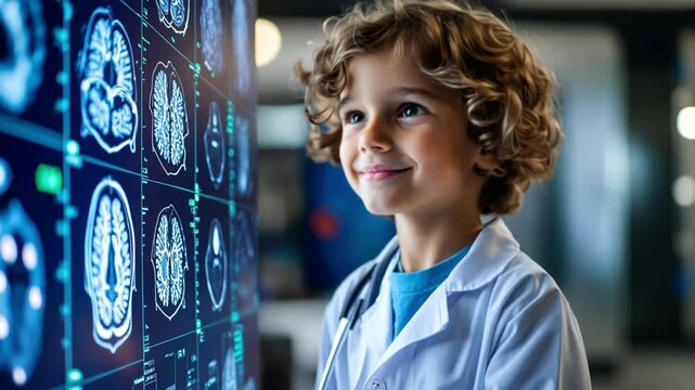 Boy researching AI-driven healthcare to improve diagnosis accuracy