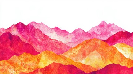 Colorful Mountain Landscape on White Background