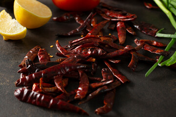 A closeup view of a pile of chile de arbol.