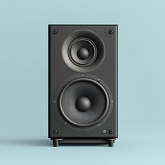 A sleek, black bookshelf speaker with two drivers, designed for high-fidelity audio reproduction.