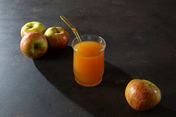 A view of a glass of apple cider.