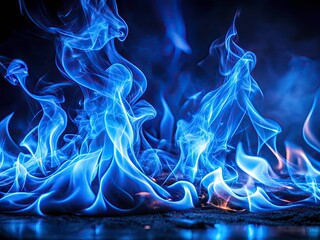 Abstract fire art: blue flames ignite a mystical night, captured in a surreal long exposure.