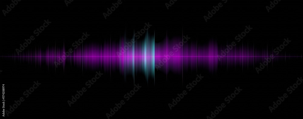Poster Multi Colored Audio Waveform on Black Background Representing Music Frequency Visualization : Generative AI