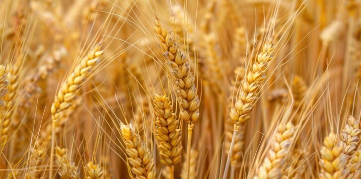 Golden Wheat Stalks Close Up