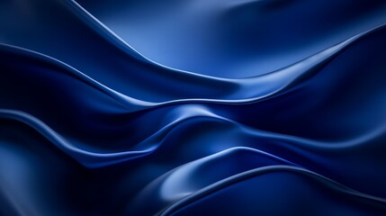 Fototapeta premium Abstract Blue Silk Draped Waves Flowing Design